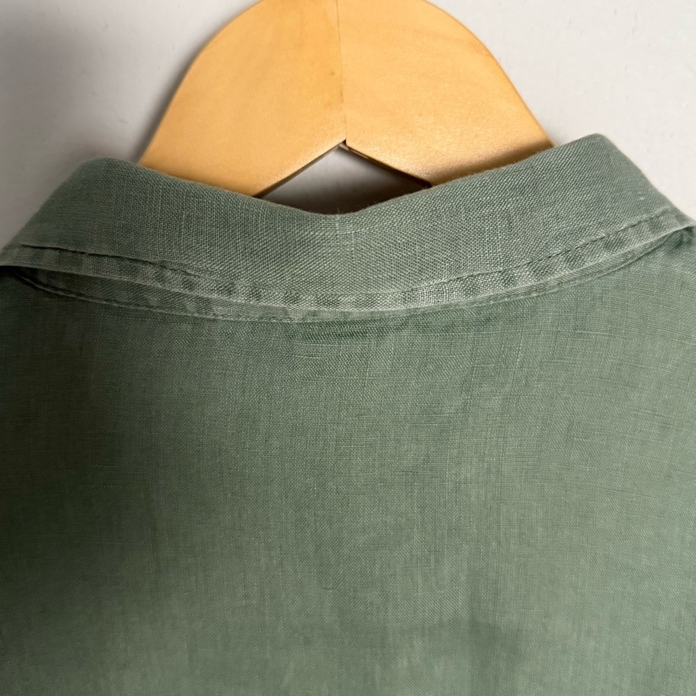 H&M 100% Linen Button Down Shirt Women’s Medium Sage Green Long Sleeve - Picture 4 of 8